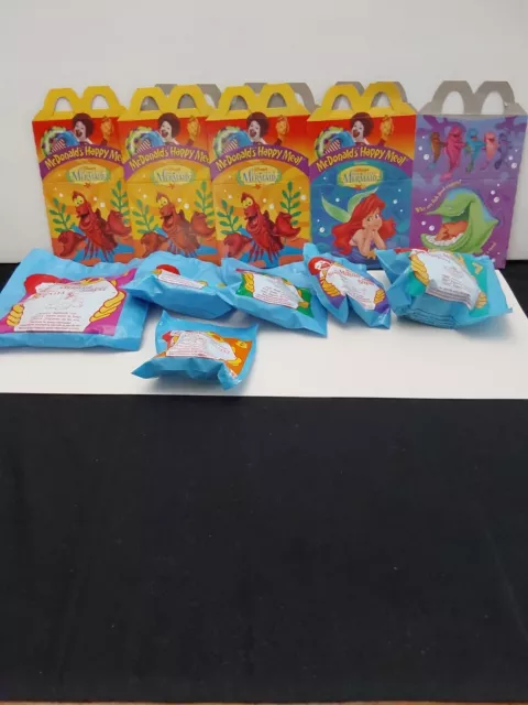 1996 Mcdonalds Little Mermaid happy meal Toys with 4 boxes and 6 toys