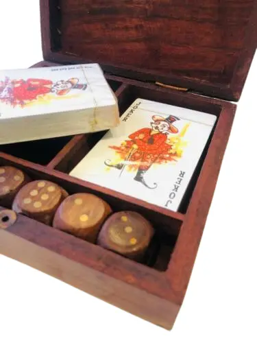 Wooden Dice and Playing Card Storage Box (Used Boxes-no returns accepted )