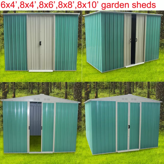 8x4',8x6',8x8',8x10' Heavy Duty Metal Garden Shed Storage Garage House Outdoor