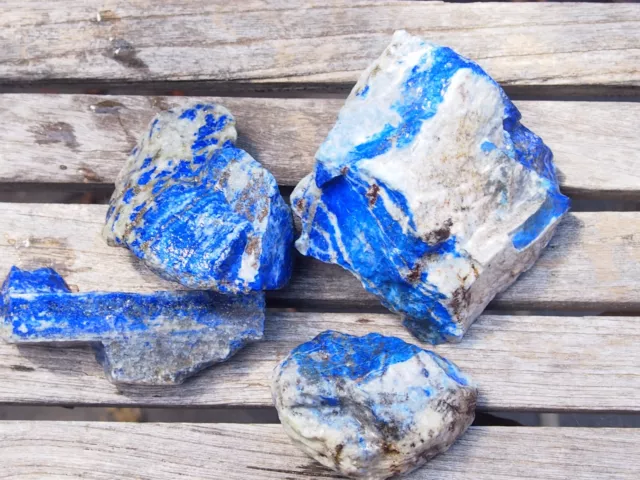 Rough Lapis Lazuli, Badakhshan, Afghanistan. Four Pieces. 664 grams. 2