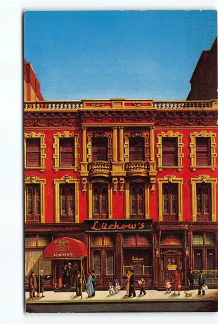 Luchows Famous Restaurant New York City NY Chrome Postcard Vtg Posted 1961
