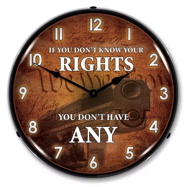 New  Know Your Rights  Retro Led Lighted Clock - Free Shipping* & Handling