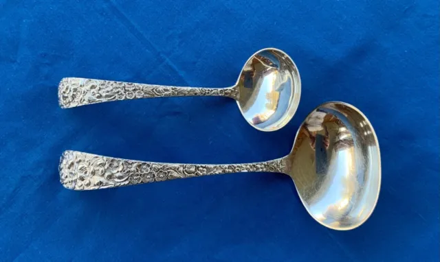 Vintage  STIEFF Sterling Silver Repousse Rose Ladles 3.61oz