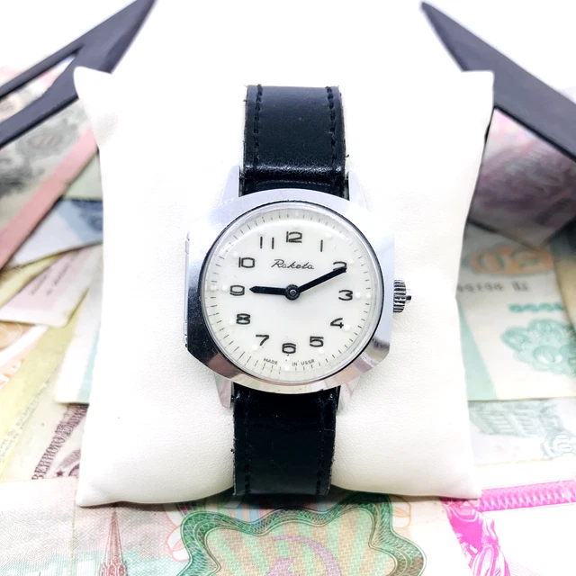 Montre Vintage Raketa Svet URSS 1960 - Mécanique Manuelle, 18 Rubis, Boîtier 32 Mm, Bracelet Cuir Bund