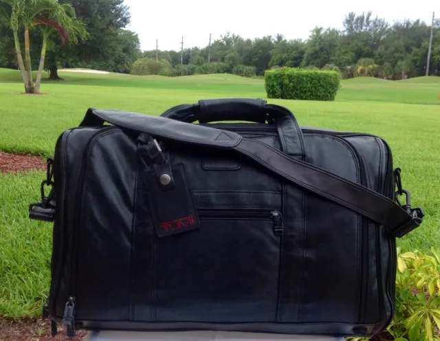 💼 Rare Tumi Alpha XXL Black Napa Leather 21" Carry On Expandable Duffle Bag EUC 2