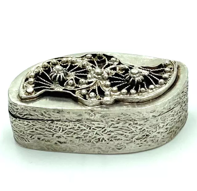 Tolle antik Pillen Tabak Silberdose 925er Sterling Silber  floral verziert