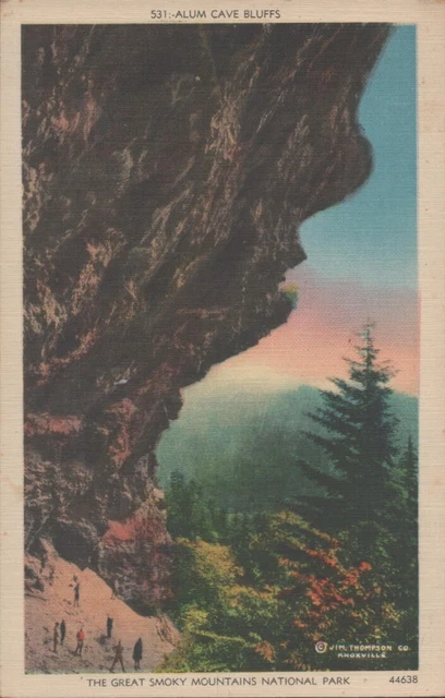 Vintage Postcard ALUM CAVE BLUFFS Great Smoky Mountains Nat'l Park LINEN # 44638
