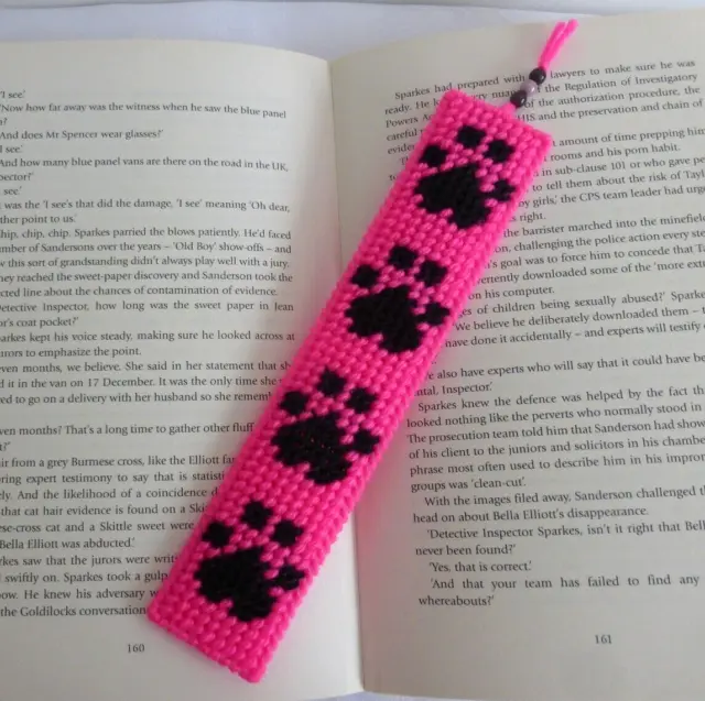 Pink PAW PRINT Cat Dog Pooch. Handmade bookmark. Unique Birthday Book lover gift