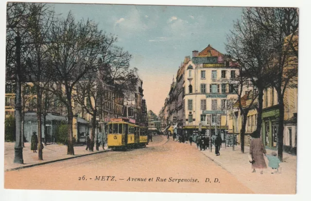 METZ - Moselle - CPA 57 - trams - tramway avenue et Rue Serpenoise