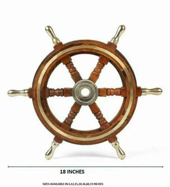 Wooden Ship Wheel-Nautical Home Wall Decor-18" Captain Boat Ship Steering Wheel
