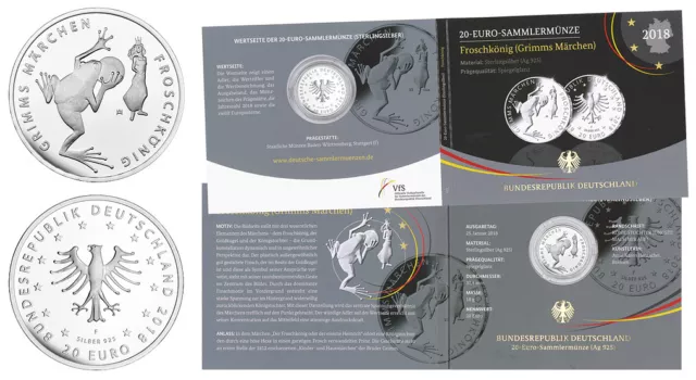 Brd 20 Euro Froschkönig 2018 Silber Polierte Platte - Originalverpackt
