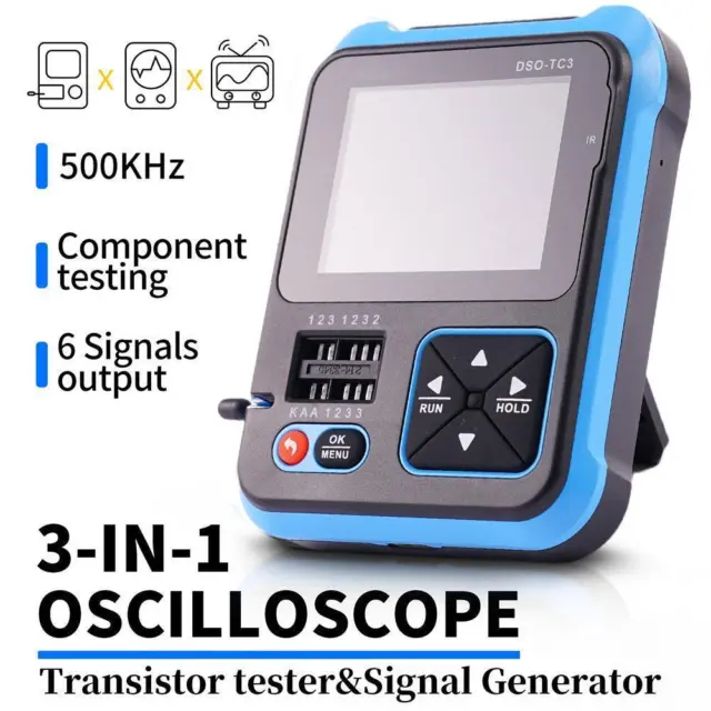 NUOVO oscilloscopio digitale DSO TC3 tester transistor generatore di segnale KHZ 500 M9E1