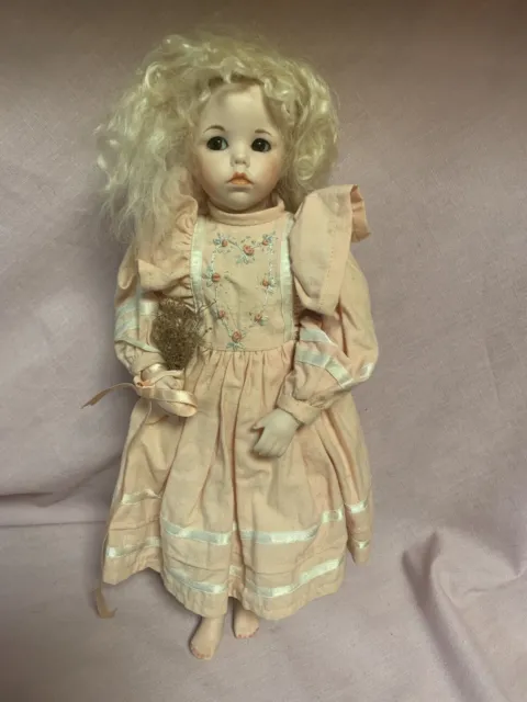 987 Dianna Effner Ultimate Collection porcelain doll Hilary 14”. Brown eyes