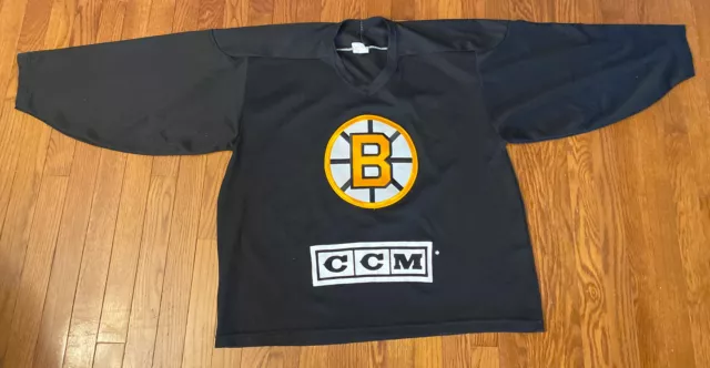 CCM Maska Boston Bruins Air Knit Practice Jersey Vtg 90s NHL Hockey Black  XL
