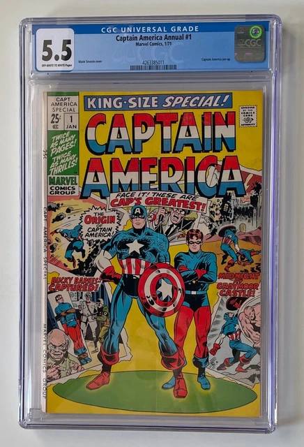CAPTAIN AMERICA ANNUAL #1 Marvel Comics 1/71 CGC Grade 5.5;T177