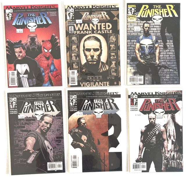 The Punisher Lot Of 6 - #2 Spider-Man #8 11 26 32 37 Marvel Knights, Garth Ennis