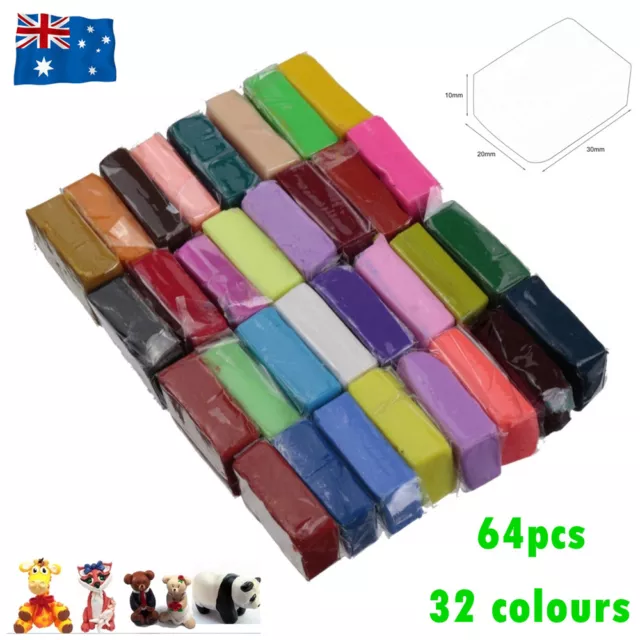 64X Oven Bake Polymer Clay Modelling Moulding Sculpey Fimo Block DIY Toys Oven