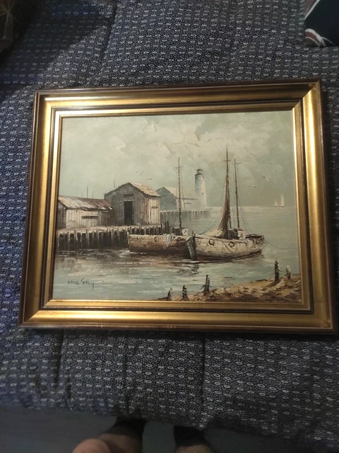 ANCIEN TABLEAU HUILE sur toile signé decor marin EUR 15,00 - FR ANCIEN TABLEAU HUILE sur toile signé decor marin EUR 15,00 - FR