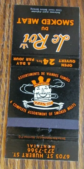 King On Matchbook Matchcover: Le Roi Du Smoked Meat (Montreal, Quebec) -E13