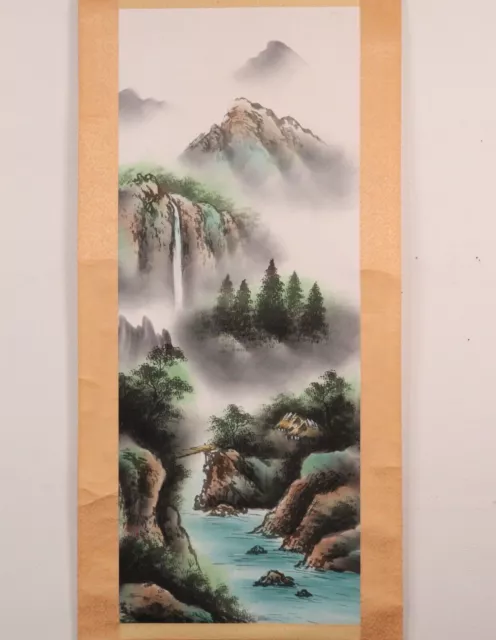 Japanese Hanging Scroll A River In The Mountains Calligraphy KAKEZIKU By Housui 3