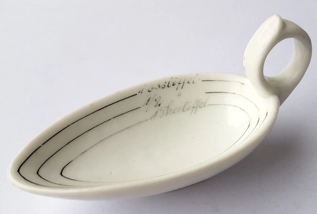 Raro Porcelana Medikamenten- Einnahme- Cuchara, Graduirt, Um 1880-1900 L563