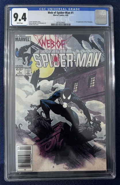 Web of Spider-Man #1 CGC 9.4 White Pages Classic Spiderman Issue MARVEL COMICS