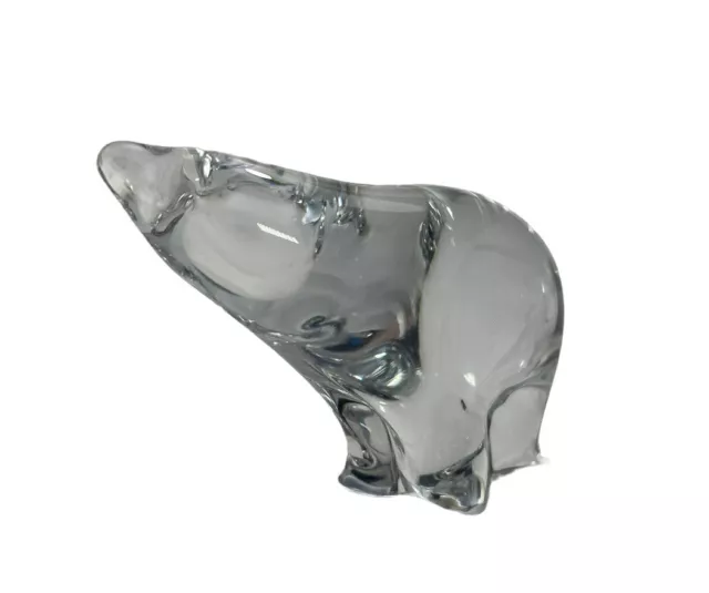 Vintage Folke Walving MALERAS Polar Bear Crystal Glas Sculpture Sweden 3” Small 2