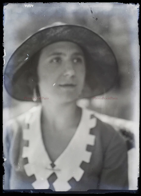FRANCE Femme Mode c1930 Photo NEGATIVE Plaque de verre Stereo Vintage V31L11n12
