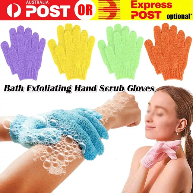 1 Pair Exfoliating Gloves Bath Shower Massage Spa Body Hand Scrub Mitt Towel AU