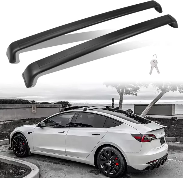 Fits For Tesla Model 3 2017-2023 Lockable Top Roof Rail Rack Cross Bar Crossbar