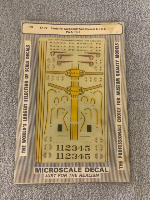 Microscale Decal HO #87-72 Santa Fe PA Diesels (1946-1969) Diesel - PA & PB-1