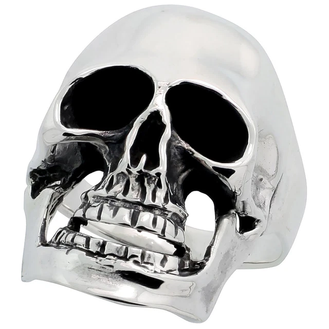 Sterling Silver Biker Skull Ring