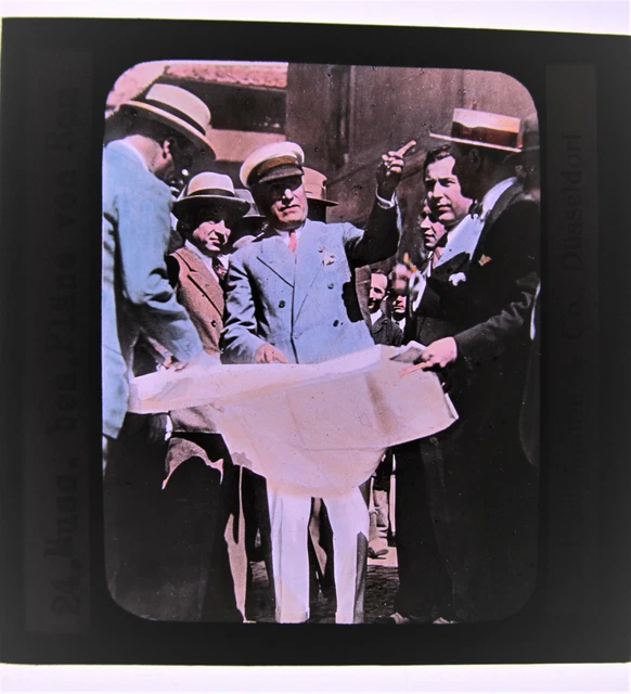 MUSSOLINI DUCE BENITO Mussolini Visits Plans of Rome Ancient Color Dia ...