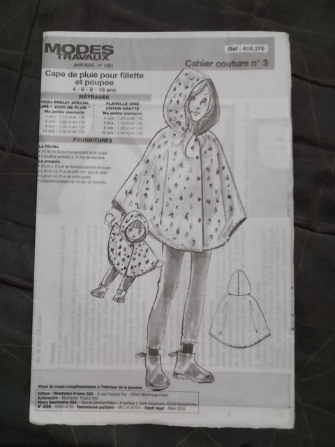 Patron De Couture Pour Vêtements De Poupée - Modes Et Travaux Avril 1957, Non Découpé, Occasion