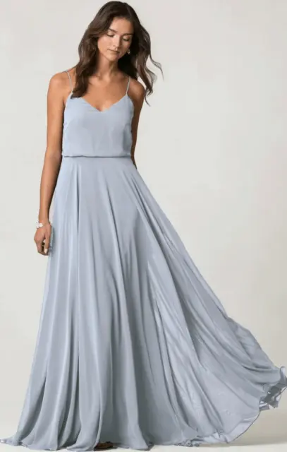 NWT Jenny Yoo Collection Inesse chiffon Sleeveless Gray bridesmaid dress Gown Si