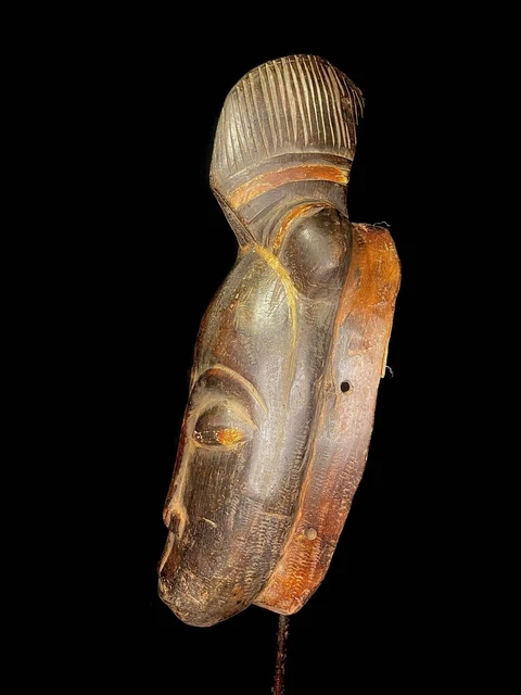Maschera africana antica intagliata a mano in legno decorazione da parete...