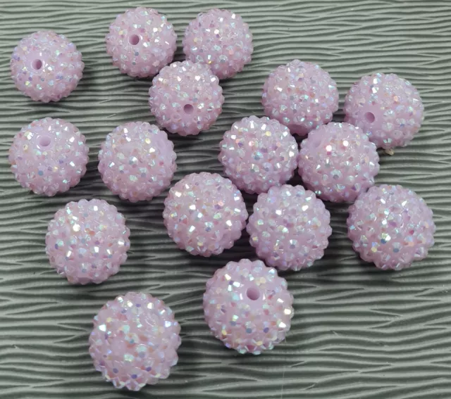 15 Shamballa Perlen 20mm flieder Strassperlen Glitzer Disco Kugel