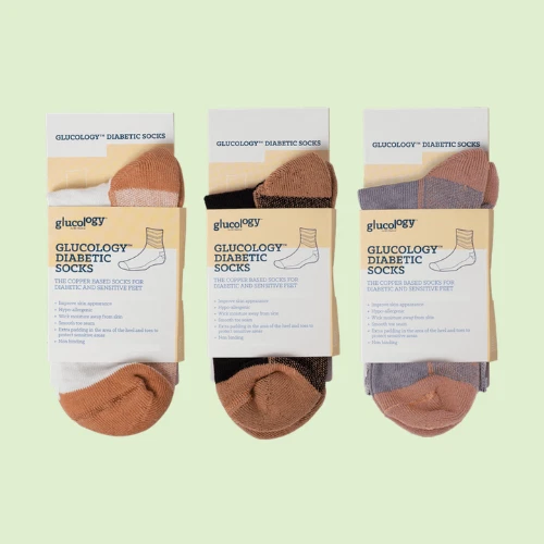 Calze classiche in rame per diabetici multicolore Glucology | Pacchetto da...