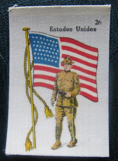 Cigarette Silks Card La Favorita Soldiers & Flag USA military with ORIGINAL BACK
