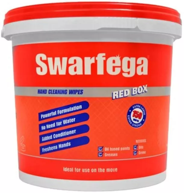 RED BOX HEAVY DUTY HAND WIPES X 150 SRB150W Swarfega Genuine Top Quality Product