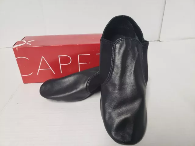 NEW in BOX Capezio E Series Slip On Black Leather Split Sole Jazz Shoes 11.5 M