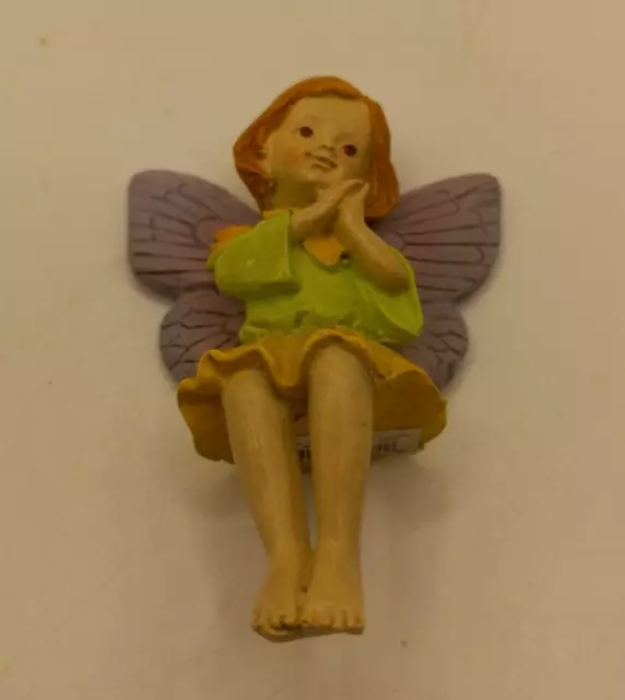 YELLOW DRESS GARDEN Fairy Girl Sitting Figurine w/ Butterfly Wings by ...