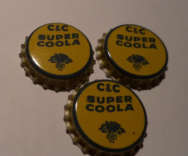 C&C Super Coola 3 cork lined soda  caps crowns   NEW/OLD STOCK Narrows, VA