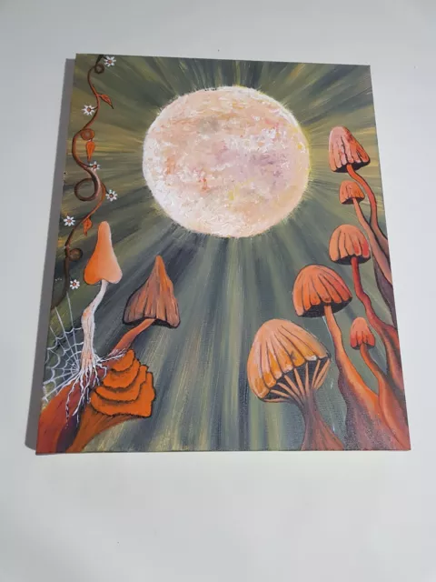 Australian Art Hand painted canvas Acrylic Art Painting Mushrooms 50cm x 40cm