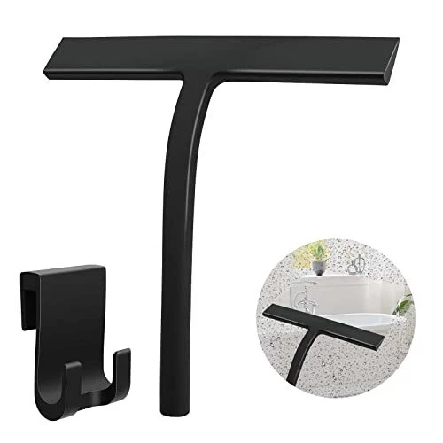 Raclette de Douche Silicone Raclette Douche Noir avec Crochet de Suspension 2...