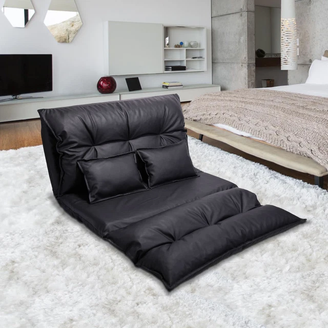 Adjustable Floor Sofa Bed with 2 Pillows, Folding Chaise Lounge Chair 5