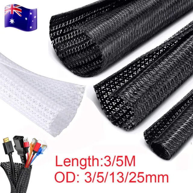 MESH SPLIT BRAIDED Sleeve Cord Protector Wire Loom Tube Cable Self Closing  Wrap $11.99 - PicClick AU