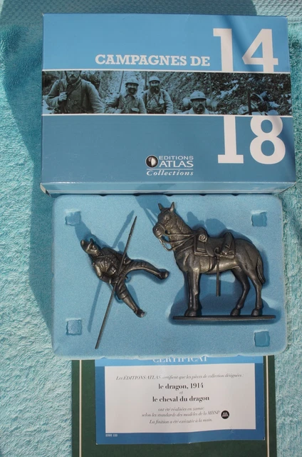 Figurine Atlas Soldat Français Chasseur à Cheval 1914-18 - Guerre 14-18, Plomb Peint, Neuf