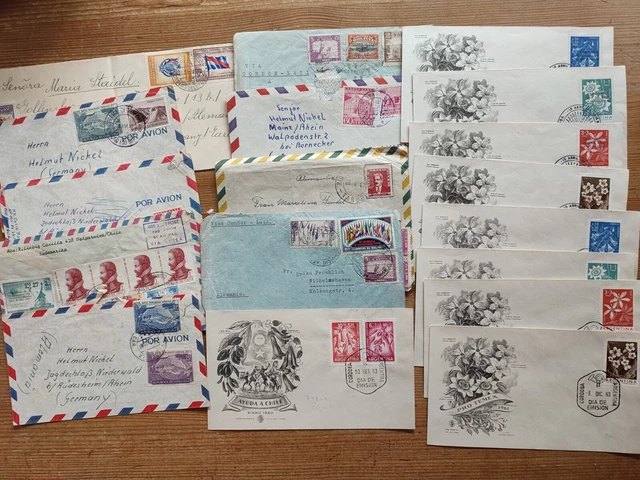 Briefmarken Südamerika 18 Belege