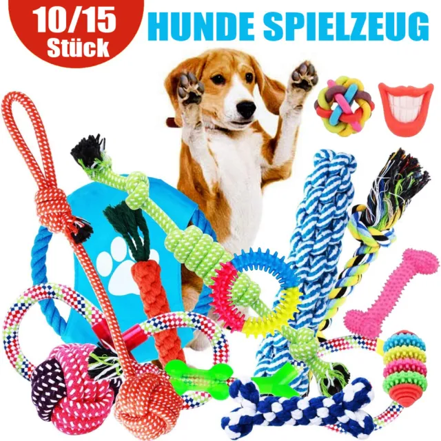 10/15 Stk Hunde Spielzeug Set Kauspielzeug aus Seil Interaktives Pet Dog Welpen